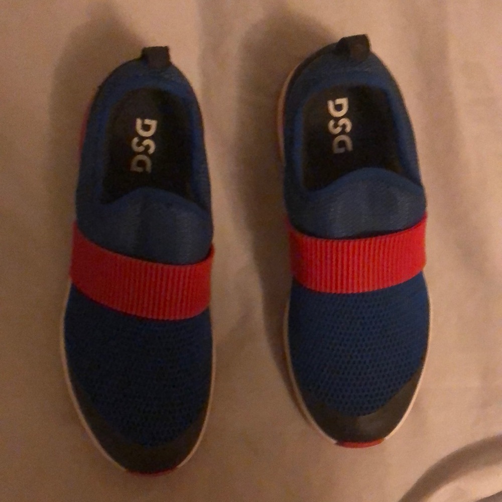 Kids red and blue DSG shoes size 5.5